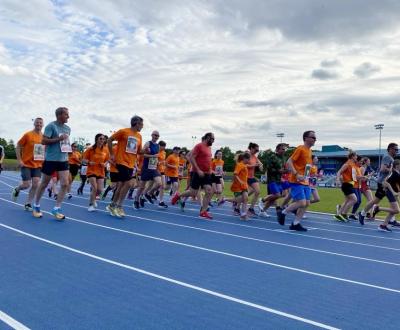 Peoples running inside the stadium