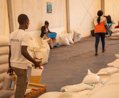 ugandaangelo arrives at the food distribution point in bidibidi