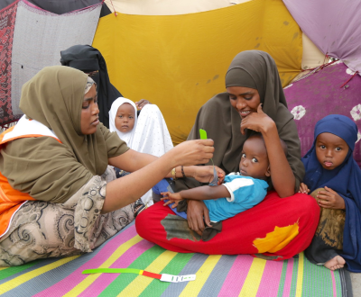 World Vision built the capacity of community health volunteers, mothers and care givers to identify children with acute malnutrition using the Mid-upper Arm Circumference (MUAC) tape