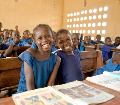 Children in school uniform in classroom