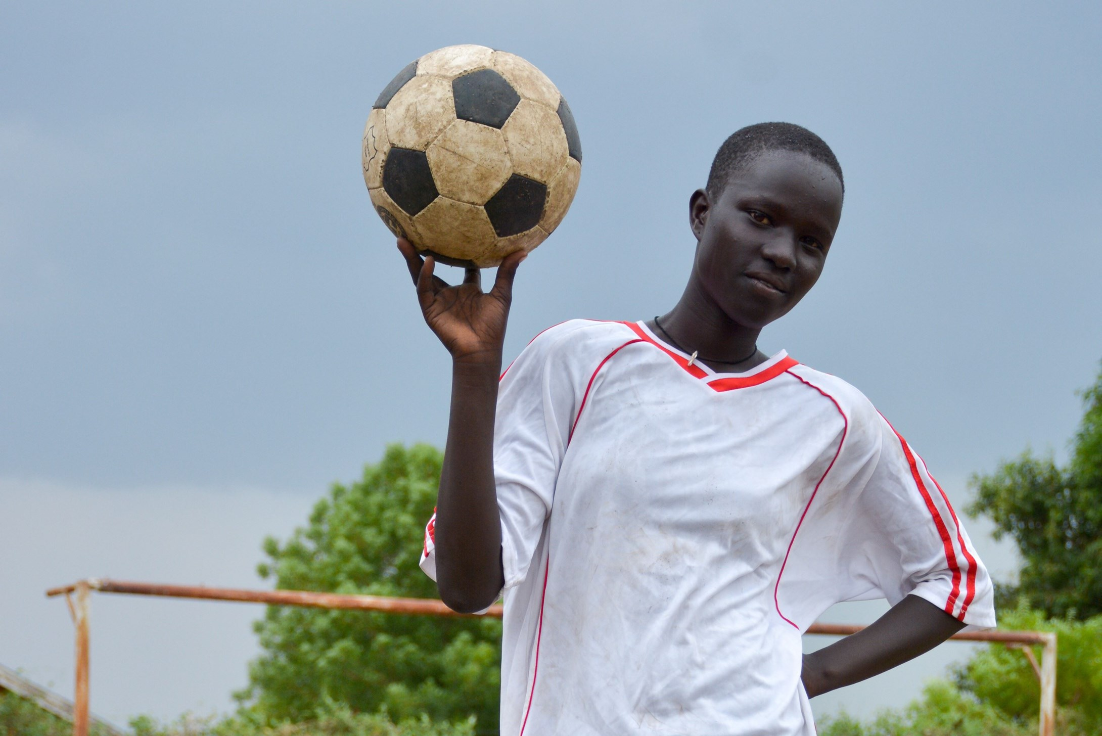 14-year-old Margaret feels happy when she plays football
