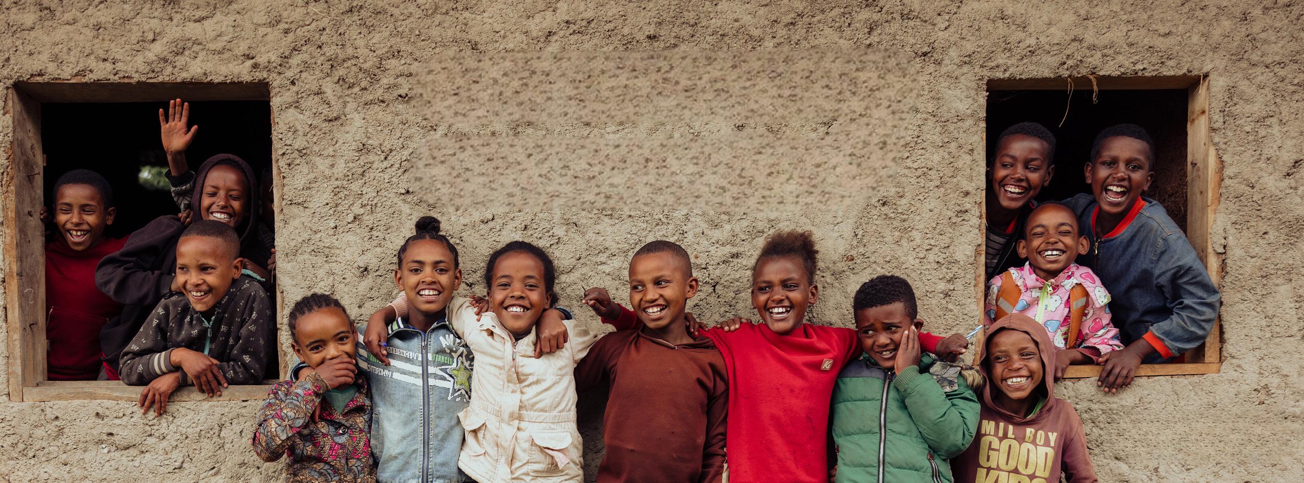 Group of children from Colombia smiling