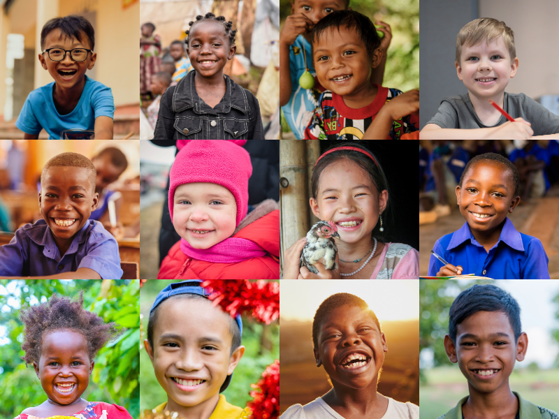 collage of smiling children
